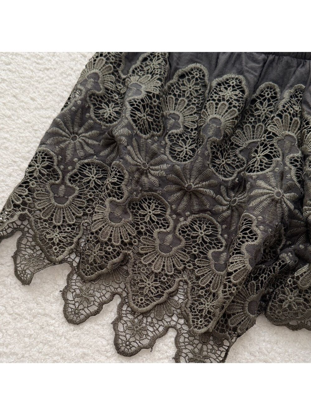 Pure Fix by Tricia Fix Army green Lace Women Shorts - Picture 3 of 5